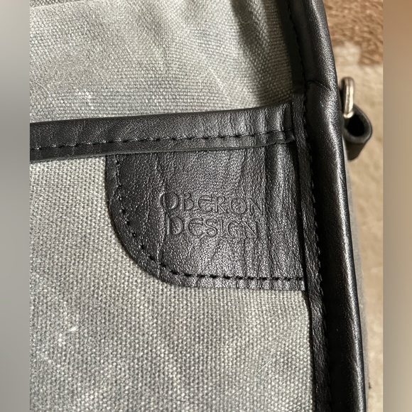 Oberon Design Dragon Leather & Waxed Canvas Messenger Bag - Picture 3 of 7